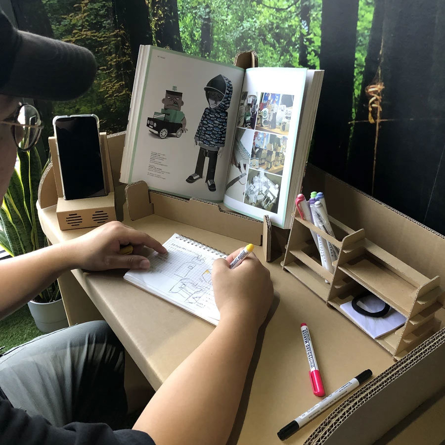singapore this cardboard desk gives each family member their own wfh space 3